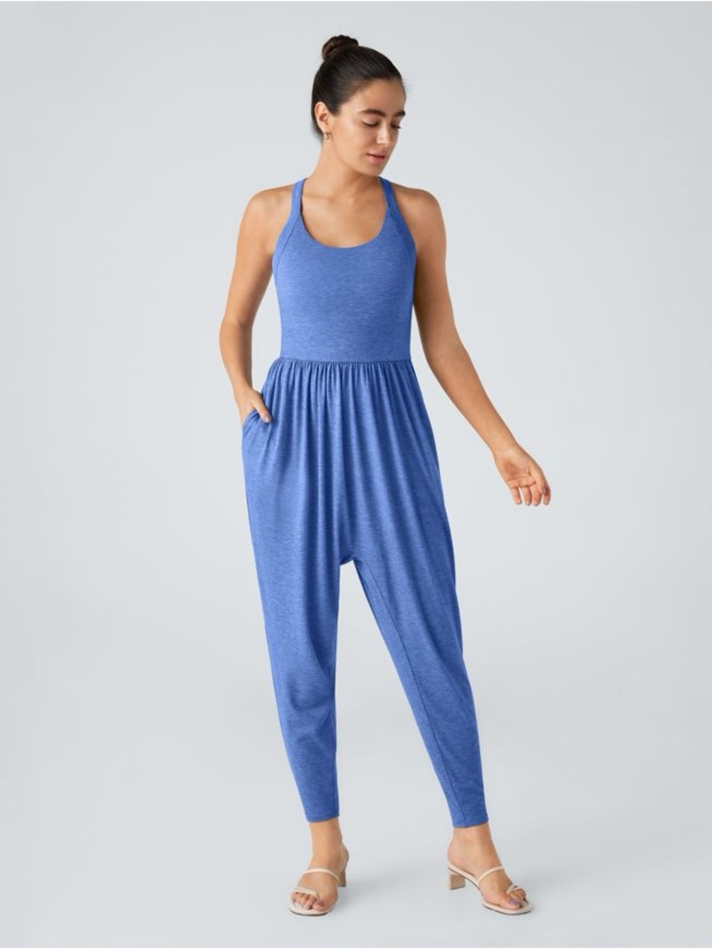 NWT/NIB Halara U Neck Pocket Harem Casual Jumpsuit-Easy Peezy Edition w/ pockets - Picture 2 of 8